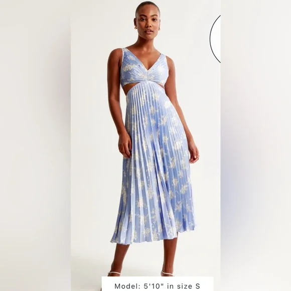 Abercrombie & Fitch | Dresses | Abercrombie Pleated Cutout Maxi Dress Blue  Pattern Size Xl Petitenew With Tag | Poshmark